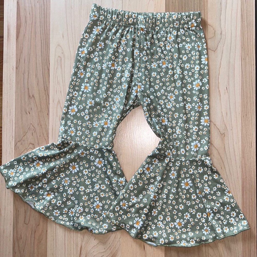 Green Daisy Toddler Bell Bottoms